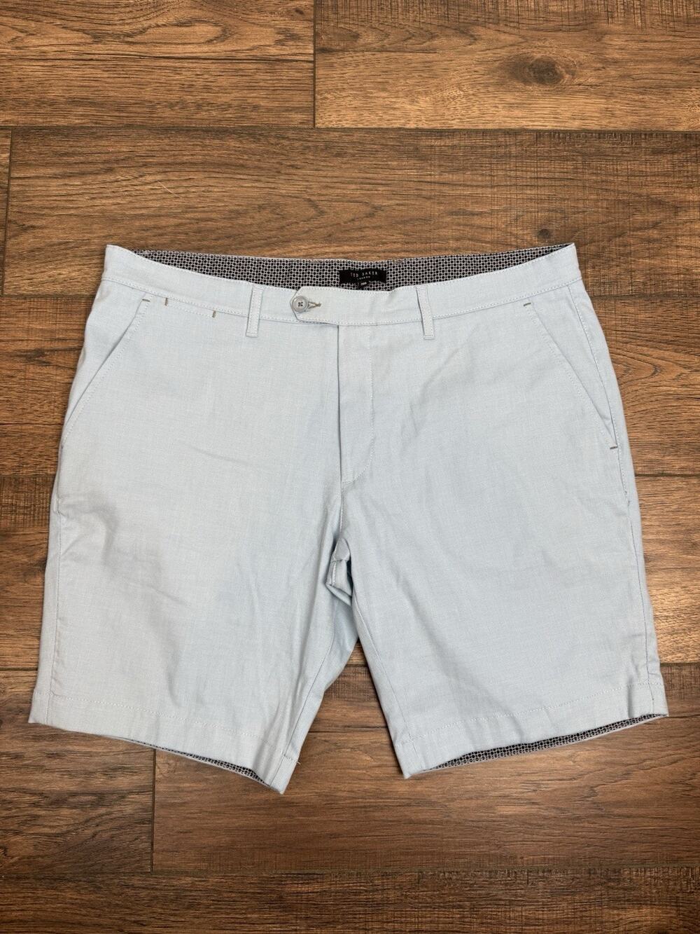 Ted Baker Light Blue Chino Shorts Mens Size 38R Flat Front
